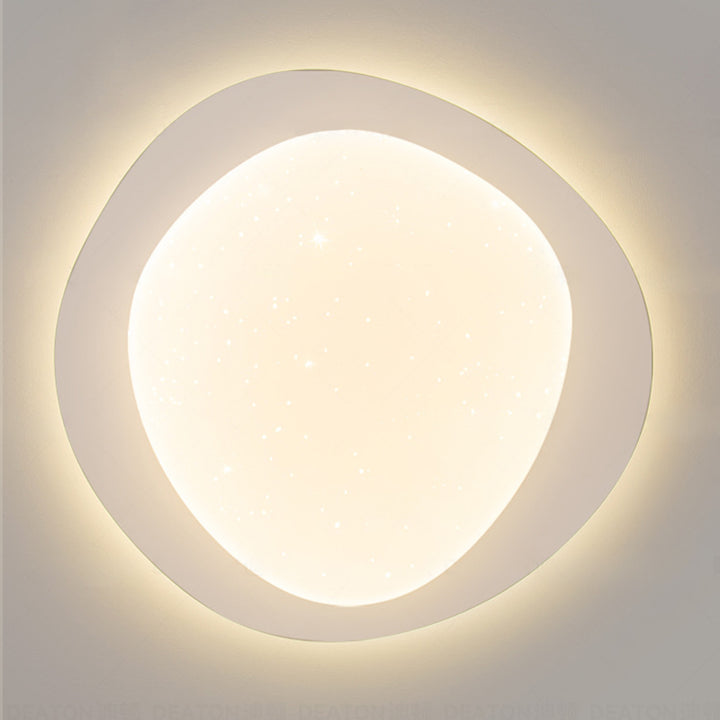 Modern Minimalist Iron And Acrylic Pebble Round LED Flush Mount Ceiling Light For Bedroom And Living Room