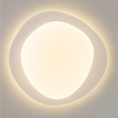 Modern Minimalist Iron And Acrylic Pebble Round LED Flush Mount Ceiling Light For Bedroom And Living Room