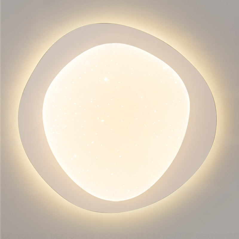 Modern Minimalist Iron And Acrylic Pebble Round LED Flush Mount Ceiling Light For Bedroom And Living Room