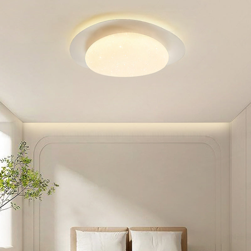 Modern Minimalist Iron And Acrylic Pebble Round LED Flush Mount Ceiling Light For Bedroom And Living Room