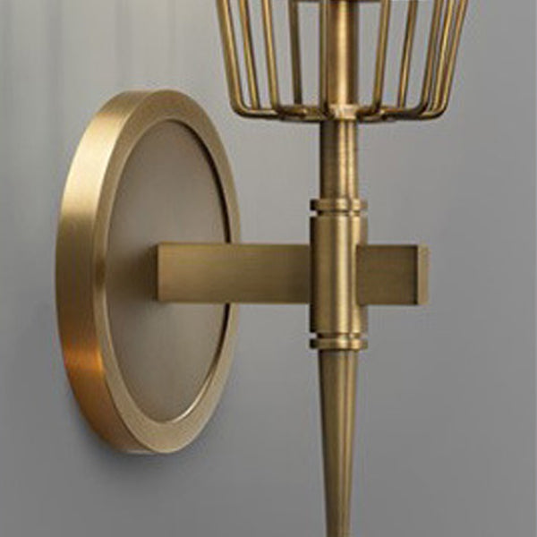 Modern Luxury Full Brass And Crystal Round Candelabra-Shaped 1/2 Light Wall Sconce Lamp For Bedroom And Living Room
