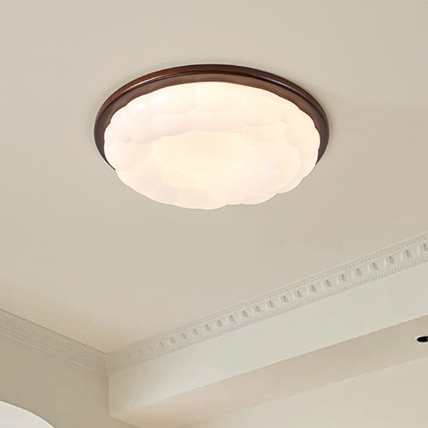 Modern Mid-Century Iron And Acrylic Round Cloud LED Flush Mount Ceiling Light For Bedroom And Living Room