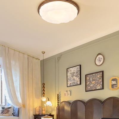 Modern Mid-Century Iron And Acrylic Round Cloud LED Flush Mount Ceiling Light For Bedroom And Living Room