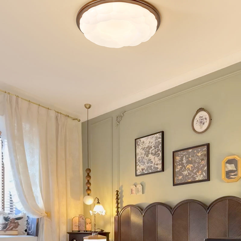 Modern Mid-Century Iron And Acrylic Round Cloud LED Flush Mount Ceiling Light For Bedroom And Living Room