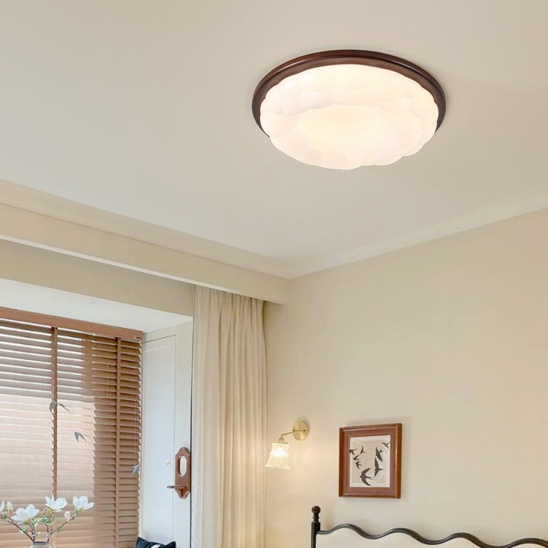 Modern Mid-Century Iron And Acrylic Round Cloud LED Flush Mount Ceiling Light For Bedroom And Living Room