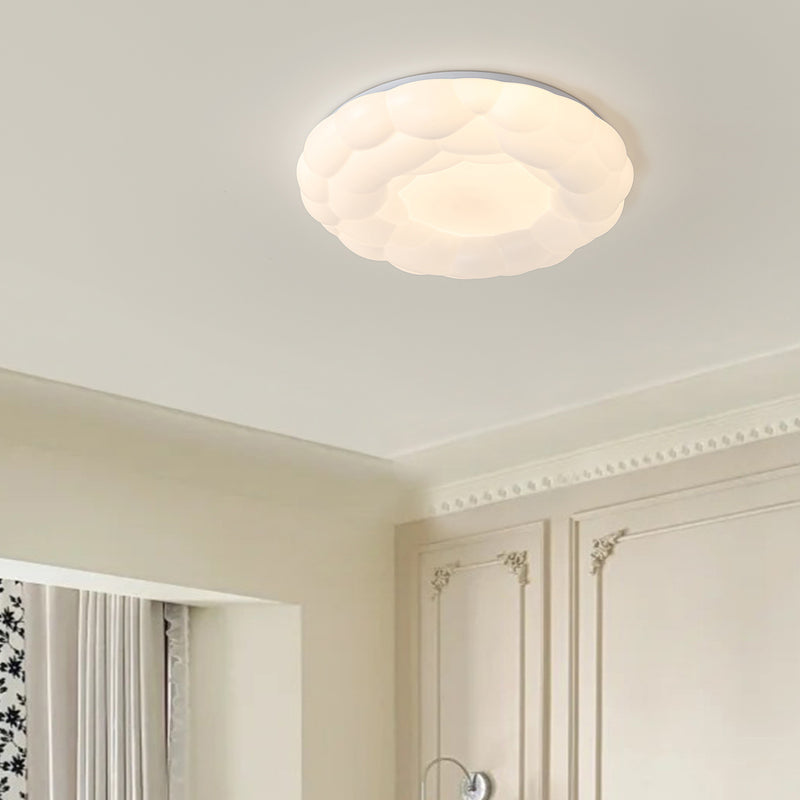 Modern Mid-Century Iron And Acrylic Round Cloud LED Flush Mount Ceiling Light For Bedroom And Living Room