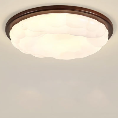 Modern Mid-Century Iron And Acrylic Round Cloud LED Flush Mount Ceiling Light For Bedroom And Living Room