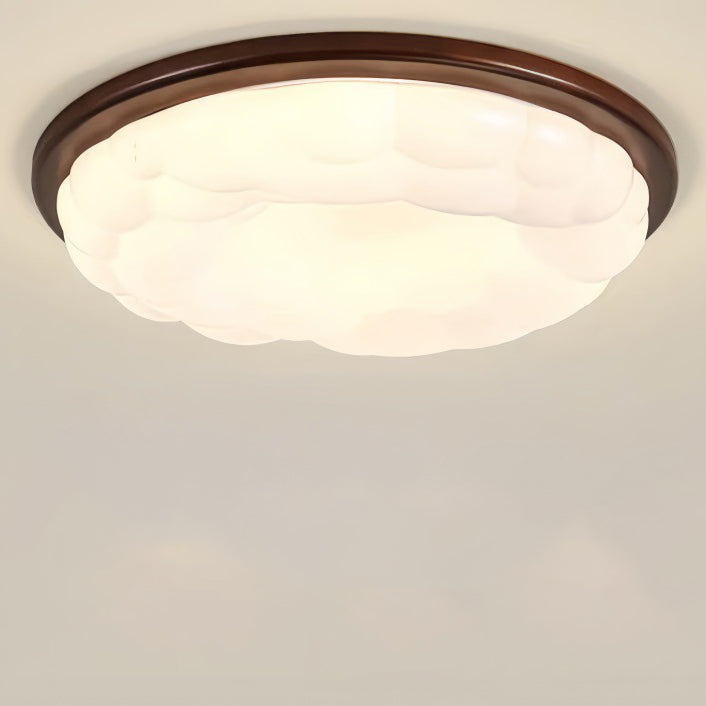 Modern Mid-Century Iron And Acrylic Round Cloud LED Flush Mount Ceiling Light For Bedroom And Living Room