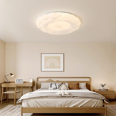 Modern Mid-Century Iron And Acrylic Round Cloud LED Flush Mount Ceiling Light For Bedroom And Living Room