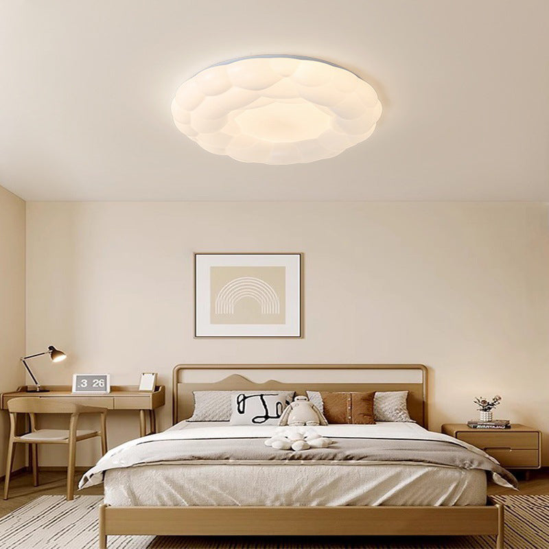 Modern Mid-Century Iron And Acrylic Round Cloud LED Flush Mount Ceiling Light For Bedroom And Living Room