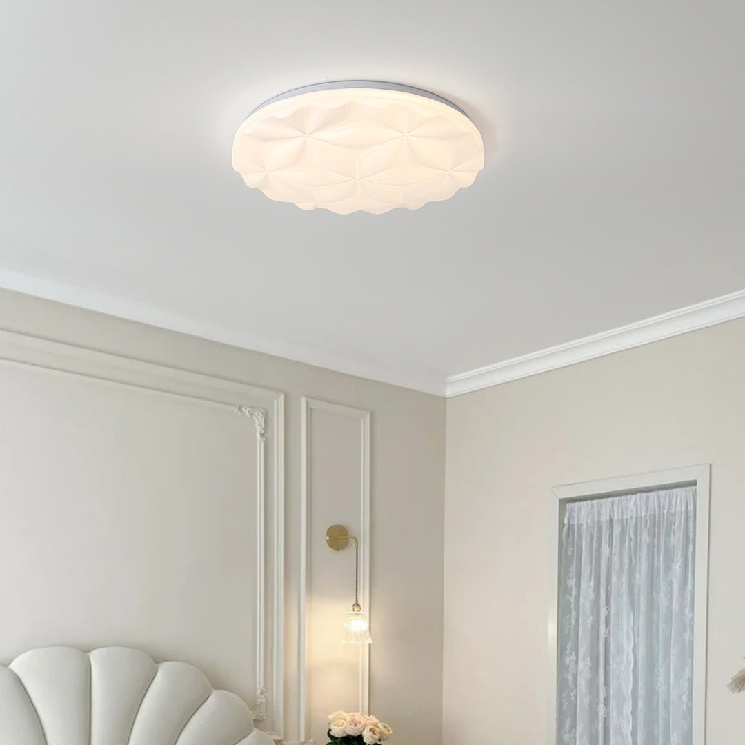Plafonnier LED Rond Texturé Feuilles en Fer et Acrylique Minimaliste Moderne pour Salon et Chambre 