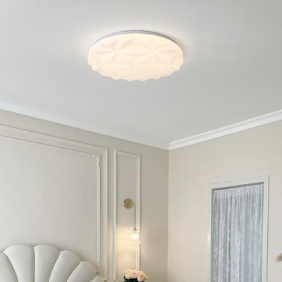 Modern Minimalist Iron And Acrylic Round Leaf-Textured LED Flush Mount Ceiling Light For Living Room And Bedroom