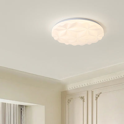 Modern Minimalist Iron And Acrylic Round Leaf-Textured LED Flush Mount Ceiling Light For Living Room And Bedroom