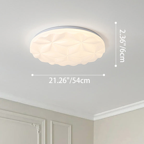 Modern Minimalist Iron And Acrylic Round Leaf-Textured LED Flush Mount Ceiling Light For Living Room And Bedroom
