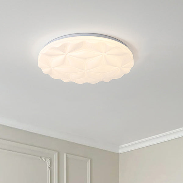 Modern Minimalist Iron And Acrylic Round Leaf-Textured LED Flush Mount Ceiling Light For Living Room And Bedroom