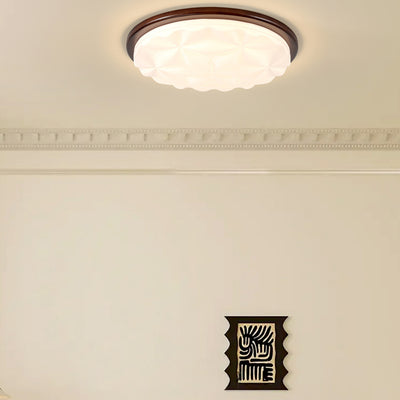 Modern Minimalist Iron And Acrylic Round Leaf-Textured LED Flush Mount Ceiling Light For Living Room And Bedroom