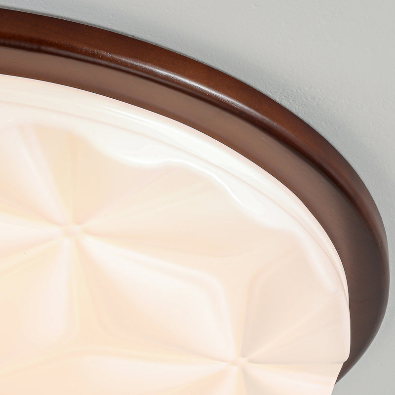 Modern Minimalist Iron And Acrylic Round Leaf-Textured LED Flush Mount Ceiling Light For Living Room And Bedroom