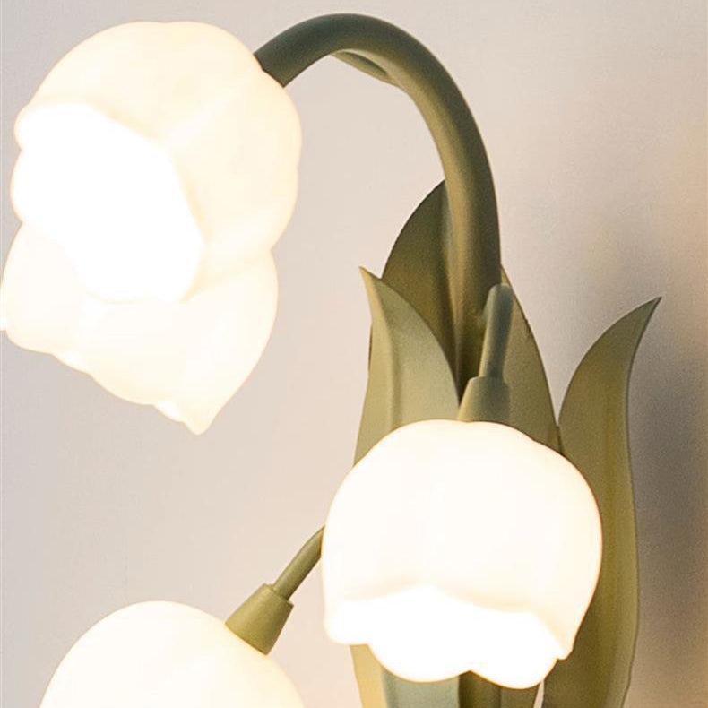 Modern Art Deco Iron And PC Floral Bedside Table Lamp With 5-Light For Living Room And Bedroom