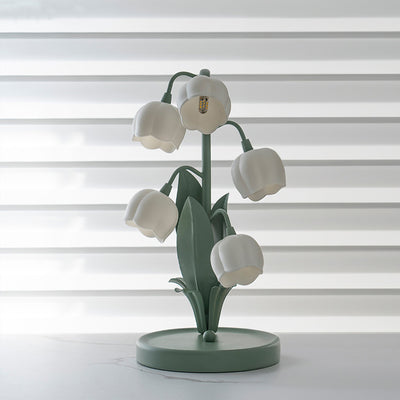 Modern Art Deco Iron And PC Floral Bedside Table Lamp With 5-Light For Living Room And Bedroom