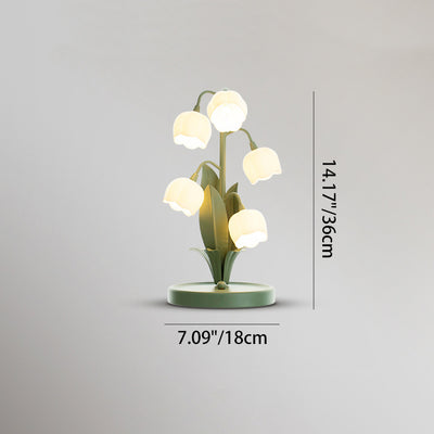 Modern Art Deco Iron And PC Floral Bedside Table Lamp With 5-Light For Living Room And Bedroom