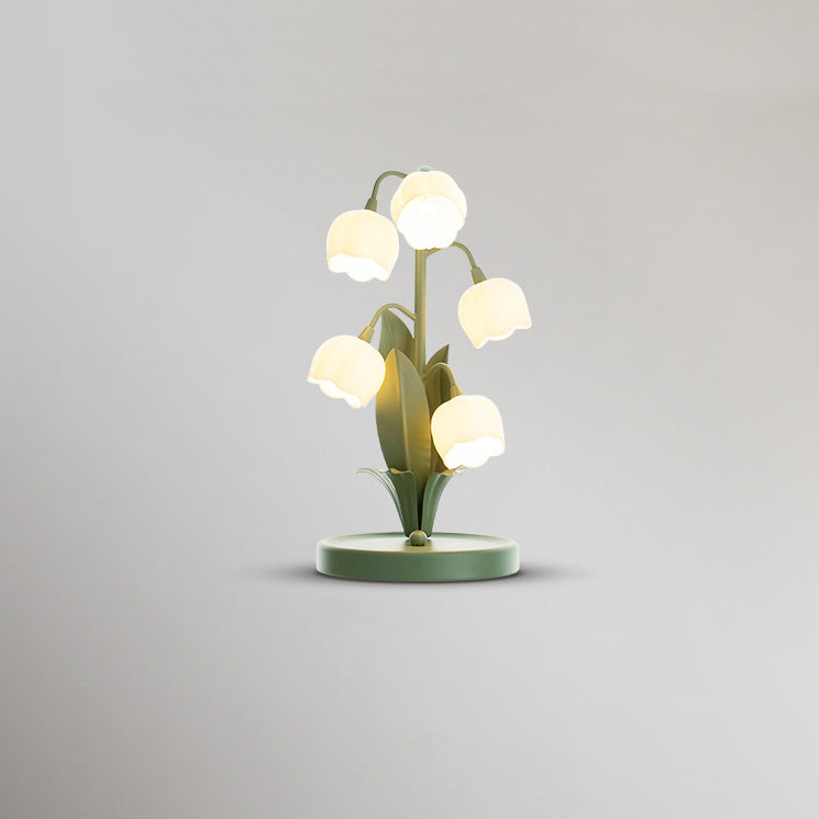 Modern Art Deco Iron And PC Floral Bedside Table Lamp With 5-Light For Living Room And Bedroom