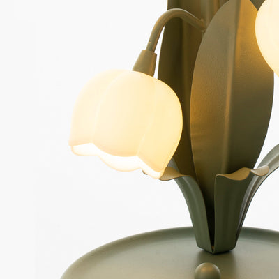 Modern Art Deco Iron And PC Floral Bedside Table Lamp With 5-Light For Living Room And Bedroom