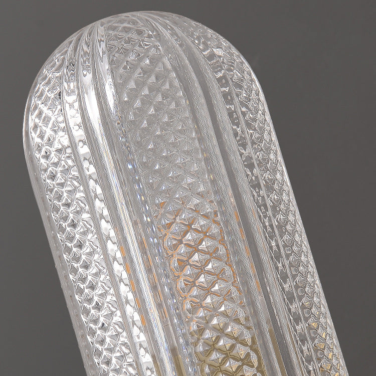 Modern Luxury Copper And Glass Cylinder Diamond Texture 2-Light Wall Sconce Lamp For Living Room And Bedroom