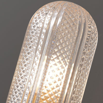 Modern Luxury Copper And Glass Cylinder Diamond Texture 2-Light Wall Sconce Lamp For Living Room And Bedroom