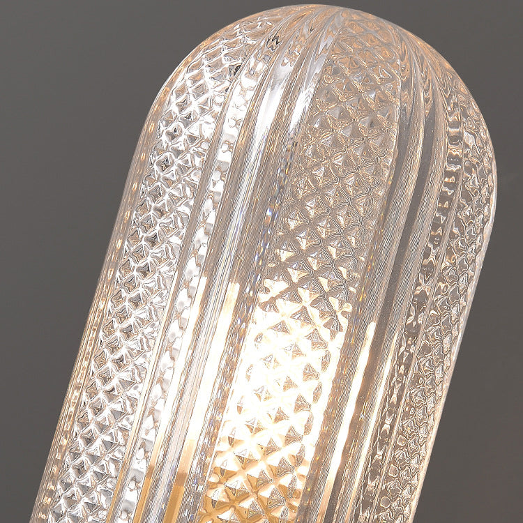 Modern Luxury Copper And Glass Cylinder Diamond Texture 2-Light Wall Sconce Lamp For Living Room And Bedroom