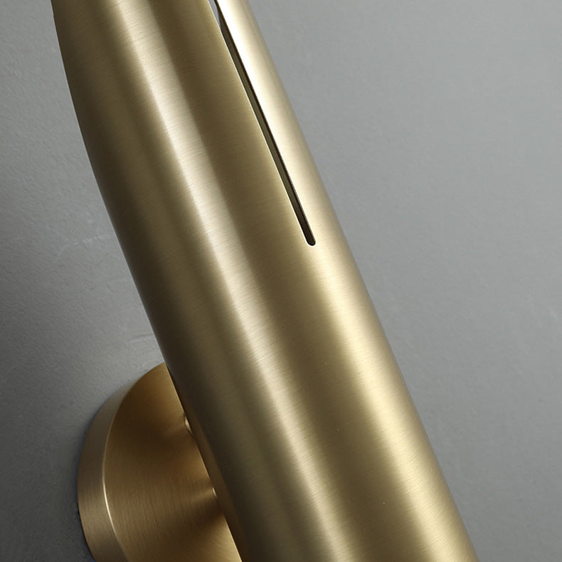 Modern Luxury Copper Triangular Cylindrical 1-Light Wall Sconce Lamp For Living Room And Bedroom