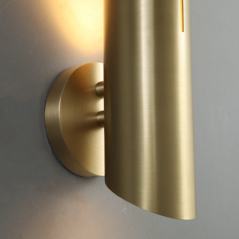 Modern Luxury Copper Triangular Cylindrical 1-Light Wall Sconce Lamp For Living Room And Bedroom