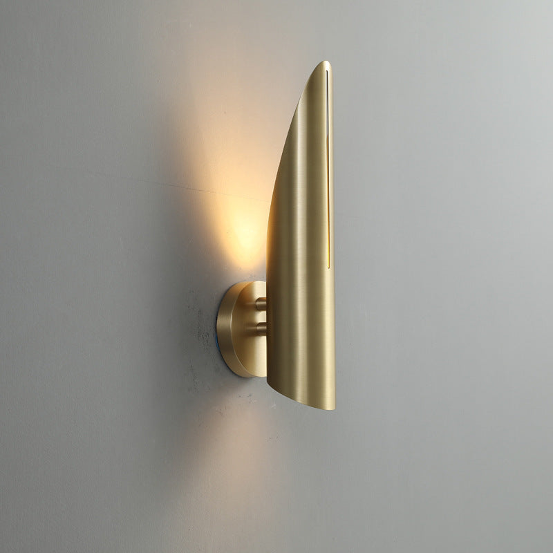 Modern Luxury Copper Triangular Cylindrical 1-Light Wall Sconce Lamp For Living Room And Bedroom