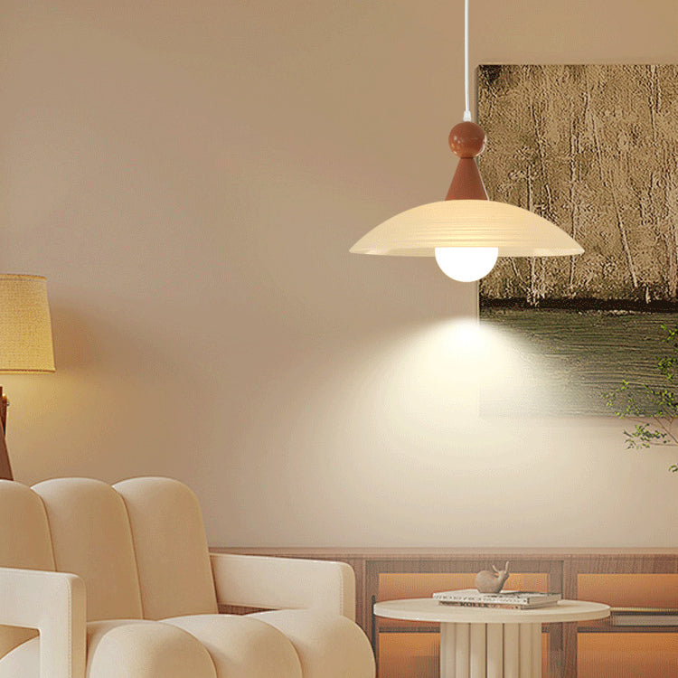 Contemporary Creative Iron And Glass Round Dome 1-Light Pendant Light For Living Room And Bedroom