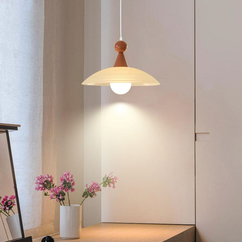 Contemporary Creative Iron And Glass Round Dome 1-Light Pendant Light For Living Room And Bedroom