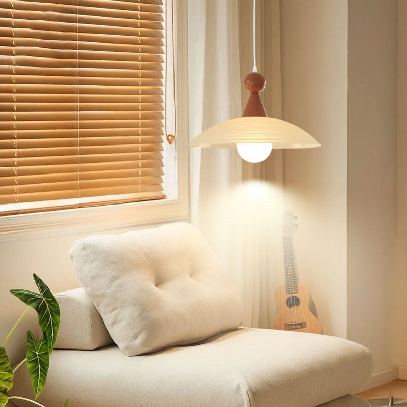 Contemporary Creative Iron And Glass Round Dome 1-Light Pendant Light For Living Room And Bedroom
