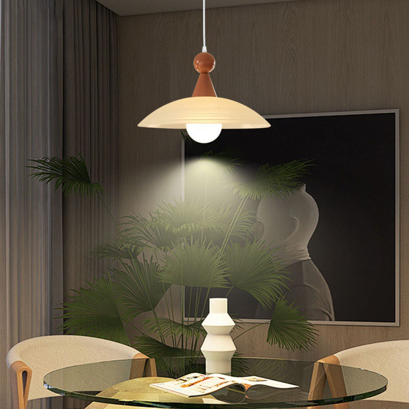 Contemporary Creative Iron And Glass Round Dome 1-Light Pendant Light For Living Room And Bedroom