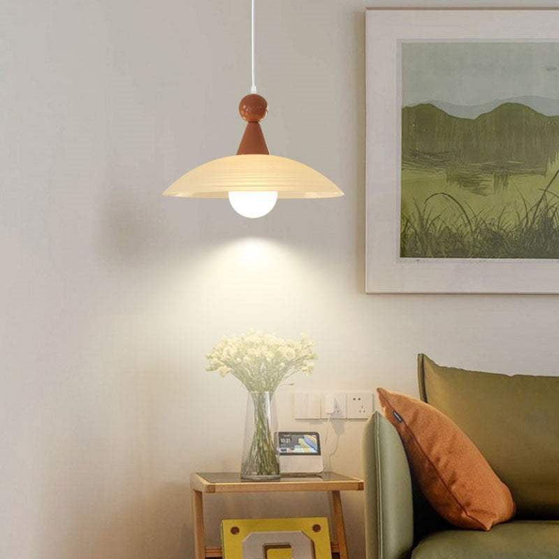 Contemporary Creative Iron And Glass Round Dome 1-Light Pendant Light For Living Room And Bedroom