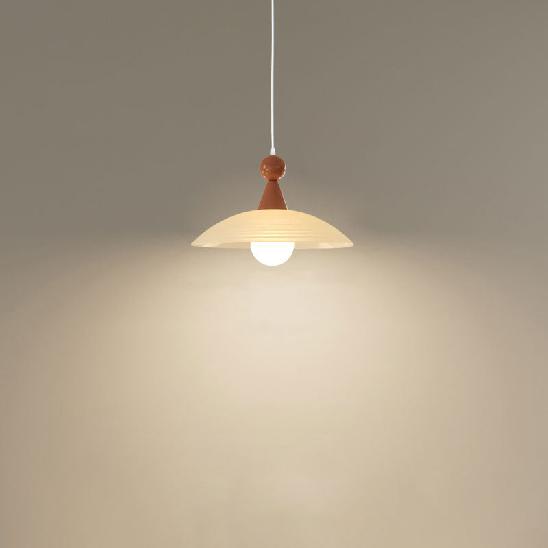Contemporary Creative Iron And Glass Round Dome 1-Light Pendant Light For Living Room And Bedroom