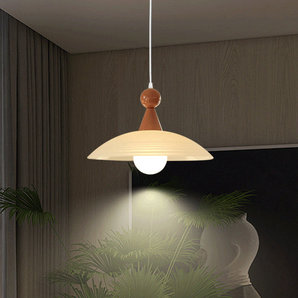 Contemporary Creative Iron And Glass Round Dome 1-Light Pendant Light For Living Room And Bedroom