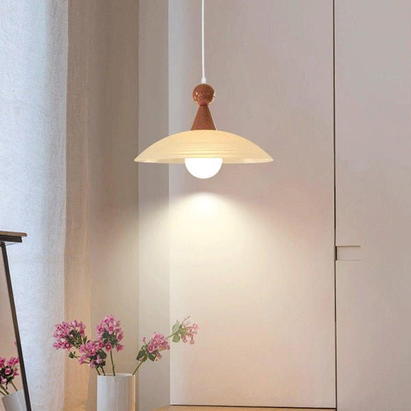 Contemporary Creative Iron And Glass Round Dome 1-Light Pendant Light For Living Room And Bedroom