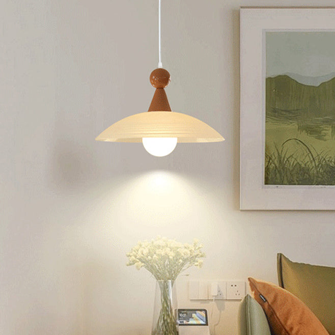 Contemporary Creative Iron And Glass Round Dome 1-Light Pendant Light For Living Room And Bedroom