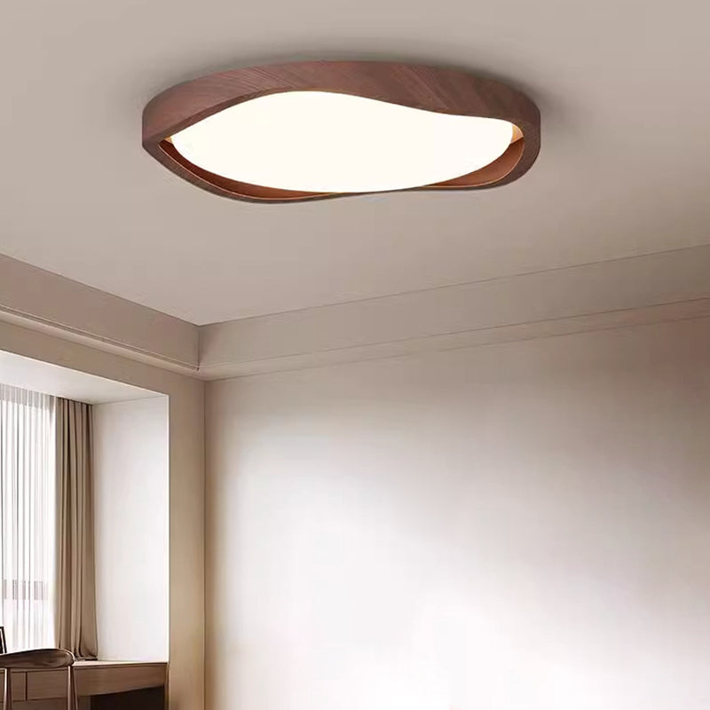 Modern Minimalist Iron Aluminum Silicon Wave Pattern LED Flush Mount Ceiling Light For Living Room