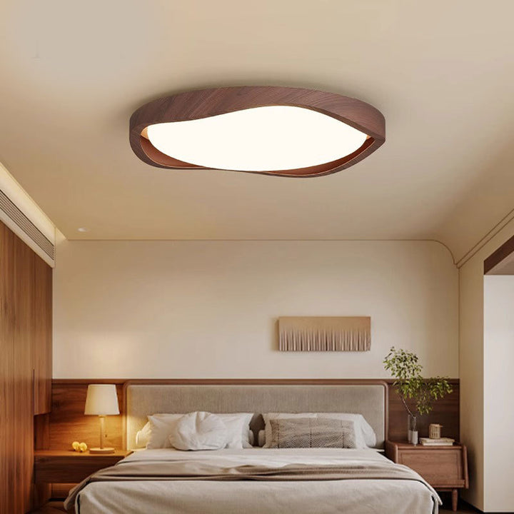 Modern Minimalist Iron Aluminum Silicon Wave Pattern LED Flush Mount Ceiling Light For Living Room
