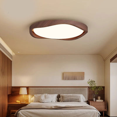 Modern Minimalist Iron Aluminum Silicon Wave Pattern LED Flush Mount Ceiling Light For Living Room