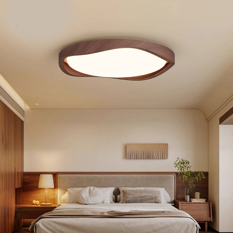 Modern Minimalist Iron Aluminum Silicon Wave Pattern LED Flush Mount Ceiling Light For Living Room