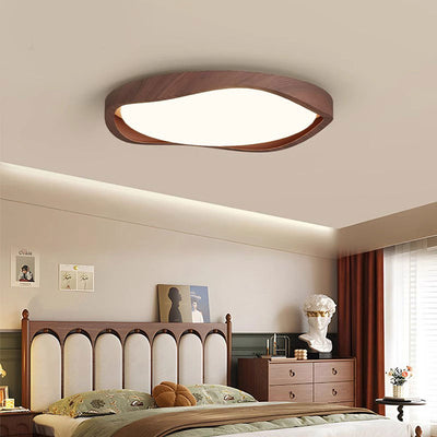 Modern Minimalist Iron Aluminum Silicon Wave Pattern LED Flush Mount Ceiling Light For Living Room