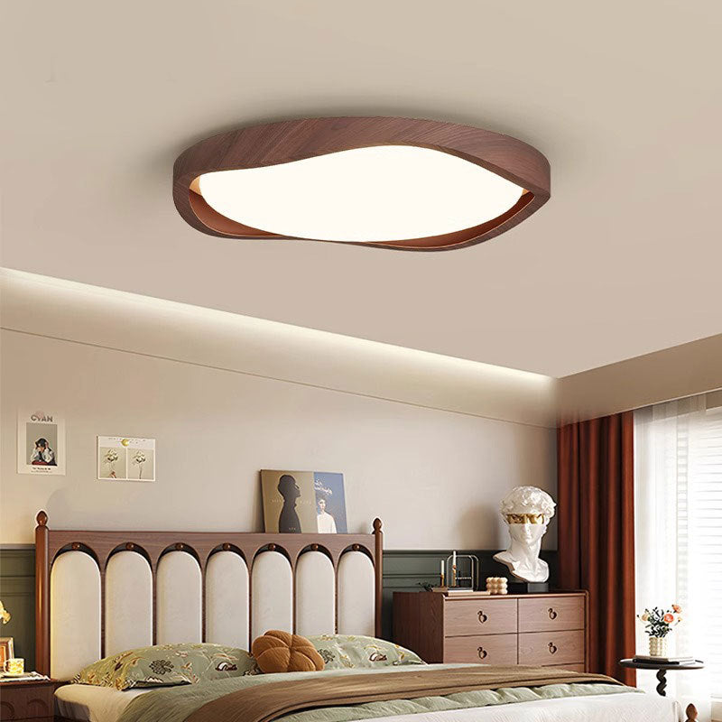 Modern Minimalist Iron Aluminum Silicon Wave Pattern LED Flush Mount Ceiling Light For Living Room