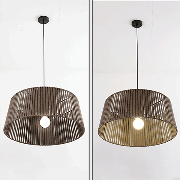 Traditional Chinese Iron Hemp Rope Round 1-Light Pendant Light For Living Room