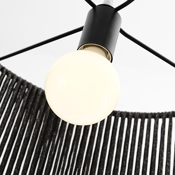 Traditional Chinese Iron Hemp Rope Round 1-Light Pendant Light For Living Room