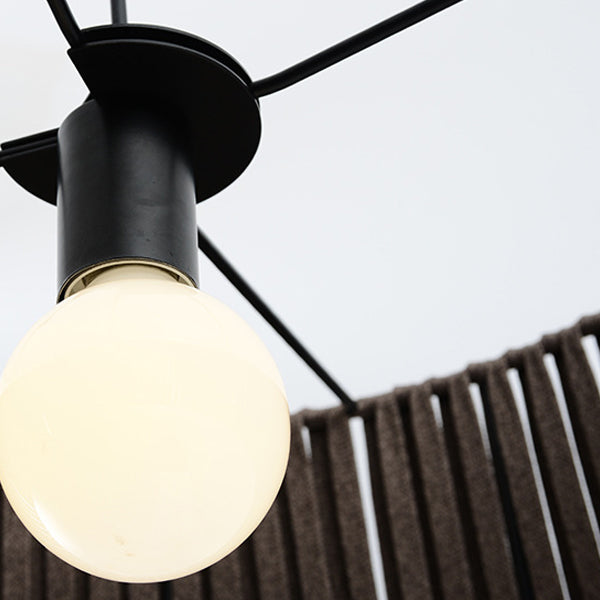 Traditional Chinese Iron Hemp Rope Round 1-Light Pendant Light For Living Room